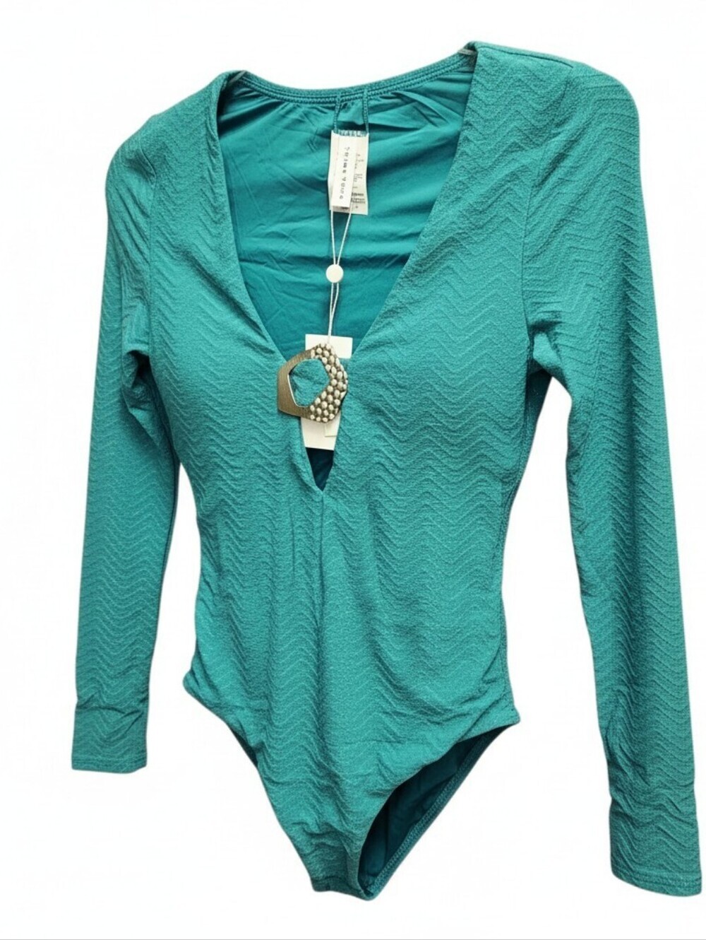 SEE NEW LISTING Trina Turk Empire Lurex Plunge Paddle Suit Marine - Picture 5 of 16